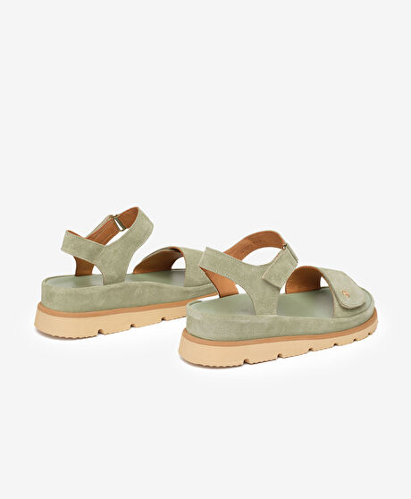 Kadın Yeşil Süet Hakiki Deri Sandalet