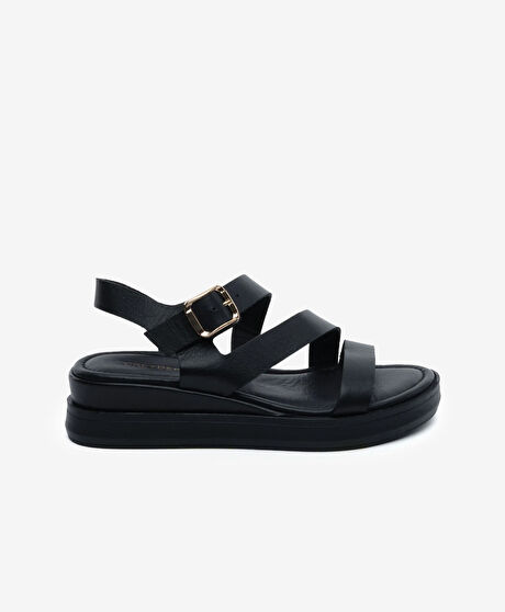 Kadın Siyah Hakiki Deri Sandalet