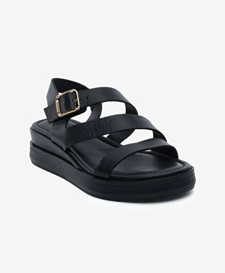 Kadın Siyah Hakiki Deri Sandalet