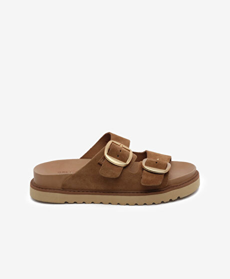 Kadın Sigaro Süet Hakiki Deri Terlik