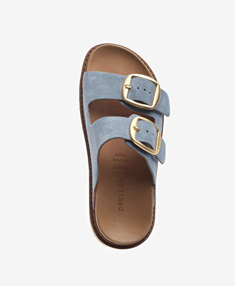 Kadın Mavi Süet Hakiki Deri Terlik