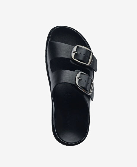 Kadın Siyah Hakiki Deri Terlik