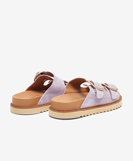 Kadın Lila Süet Hakiki Deri Terlik