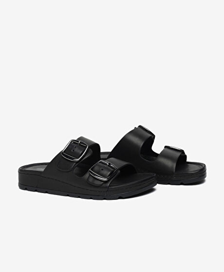 Kadın Siyah Hakiki Deri Terlik