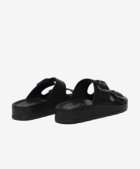 Kadın Siyah Hakiki Deri Terlik