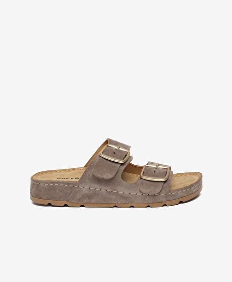 Kadın Kahverengi Süet Hakiki Deri Terlik