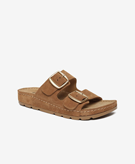 Kadın Taba Süet Hakiki Deri Terlik