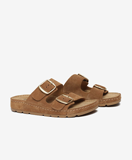 Kadın Taba Süet Hakiki Deri Terlik