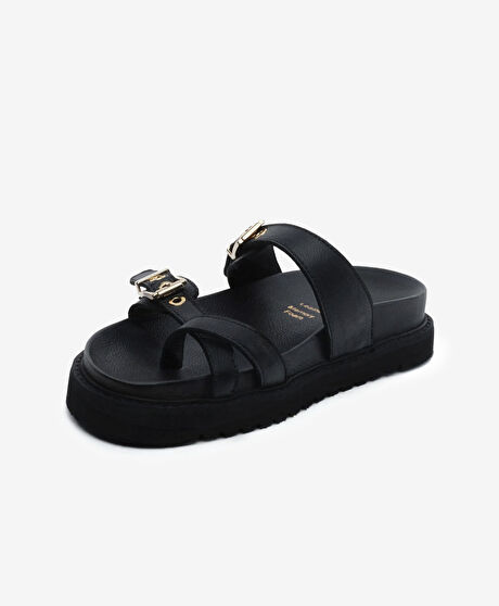 Kadın Siyah Hakiki Deri Terlik