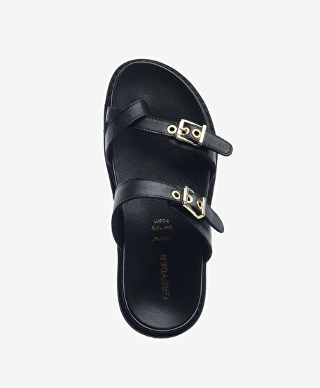 Kadın Siyah Hakiki Deri Terlik