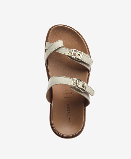 Kadın Bej Hakiki Deri Terlik