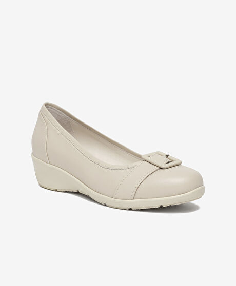 Kadın Bej Hakiki Deri Comfort Ayakkabı