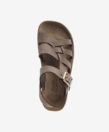 Kadın Kahverengi Nubuk Hakiki Deri Sandalet