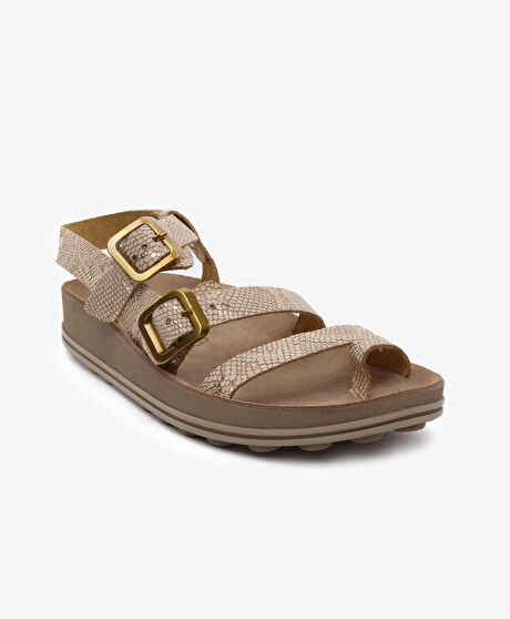 Kadın Pembe Yılan Hakiki Deri Sandalet