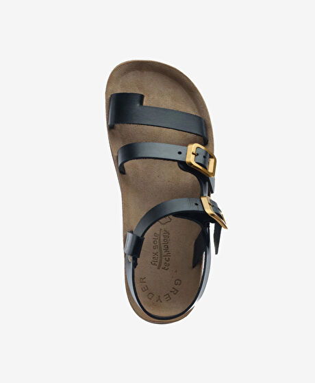 Kadın Siyah Hakiki Deri Sandalet