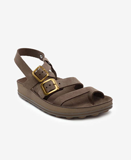 Kadın Kahverengi Nubuk Hakiki Deri Sandalet