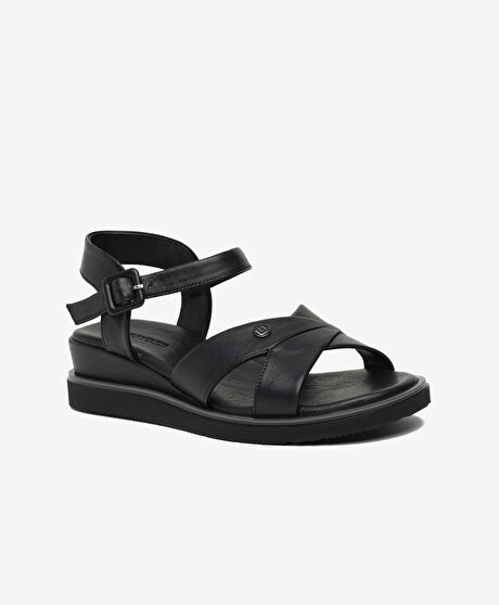 Kadın Siyah Hakiki Deri Sandalet