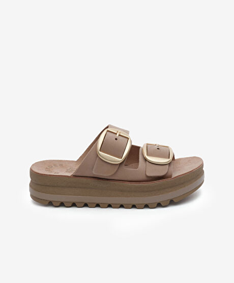 Kadın Açık Vizon Nubuk Hakiki Deri Terlik