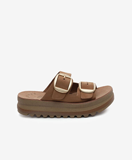 Kadın Taba Nubuk Hakiki Deri Terlik