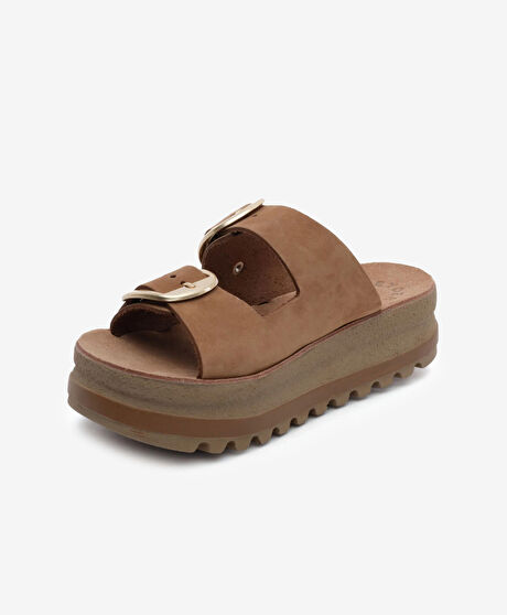 Kadın Taba Nubuk Hakiki Deri Terlik