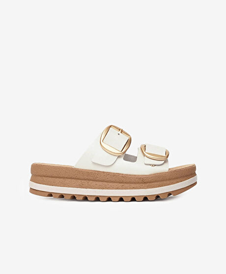 Kadın Beyaz Hakiki Deri Terlik