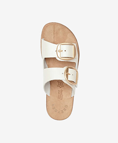 Kadın Beyaz Hakiki Deri Terlik