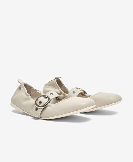 Kadın Bej Hakiki Deri Babet Ayakkabı