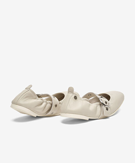 Kadın Bej Hakiki Deri Babet Ayakkabı