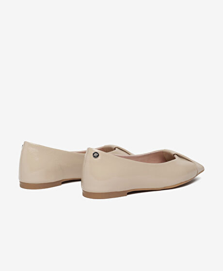 Kadın Bej Hakiki Deri Babet