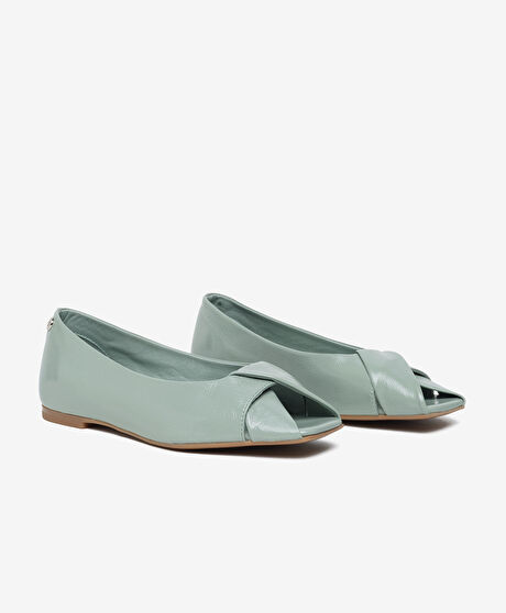 Kadın Yeşil Hakiki Deri Babet