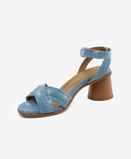 Kadın Mavi Topuklu Sandalet