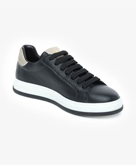 Kadın Siyah Hakiki Deri Sneaker Ayakkabı