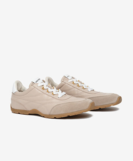 Kadın Bej Hakiki Deri Sneaker Ayakkabı