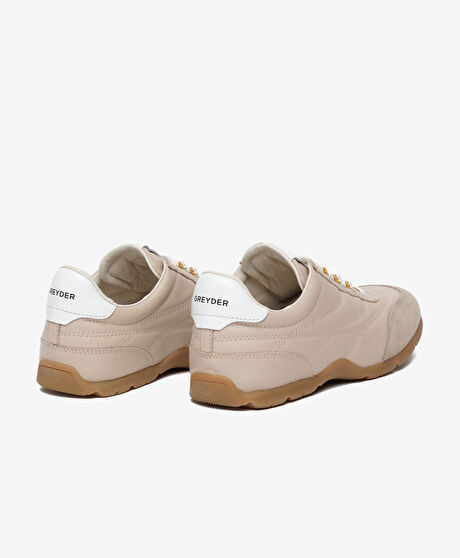 Kadın Bej Hakiki Deri Sneaker Ayakkabı