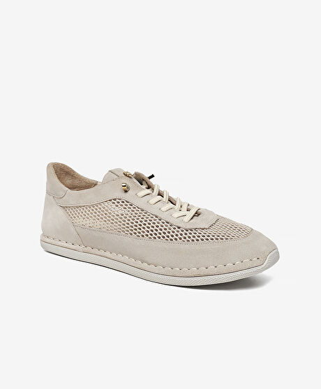 Kadın Bej Süet Hakiki Deri Casual Ayakkabı