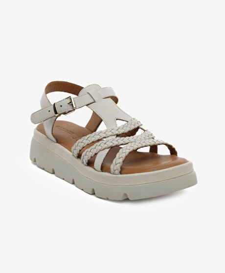 Kadın Kirli Beyaz Hakiki Deri Sandalet