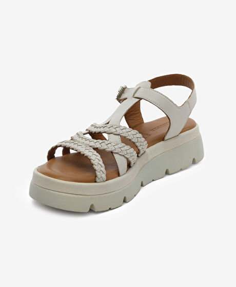 Kadın Kirli Beyaz Hakiki Deri Sandalet