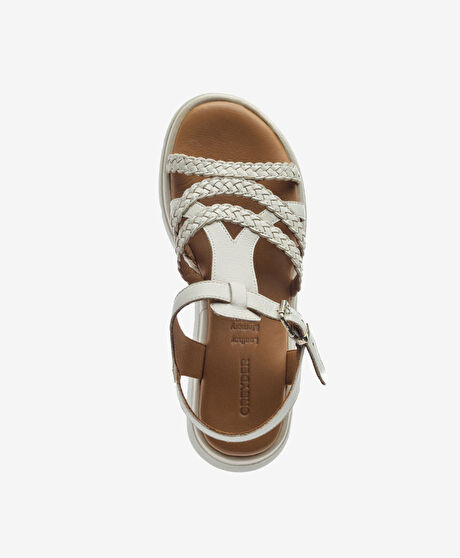 Kadın Kirli Beyaz Hakiki Deri Sandalet