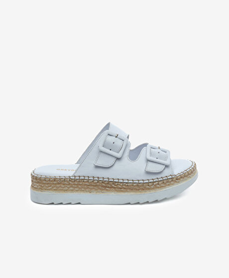 Kadın Beyaz Hakiki Deri Comfort Terlik