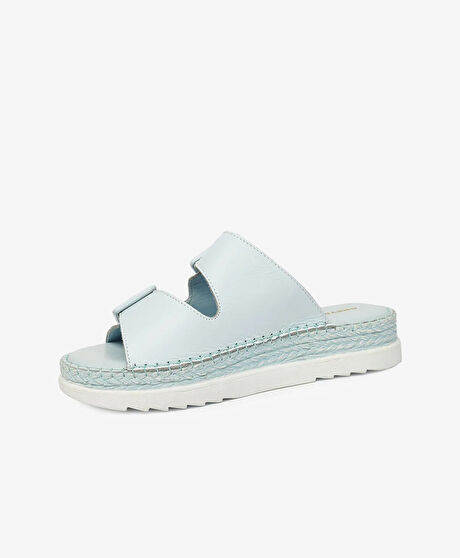 Kadın Bebe Mavi Hakiki Deri Comfort Terlik