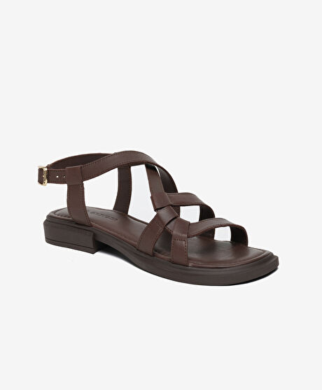 Kadın Kahverengi Hakiki Deri Sandalet