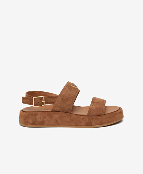 Kadın Taba Süet Hakiki Deri Sandalet