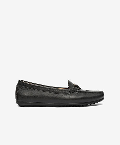 Kadın Siyah Hakiki Deri Loafer Ayakkabı