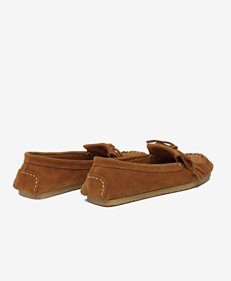 Kadın Taba Süet Hakiki Deri Loafer Ayakkabı