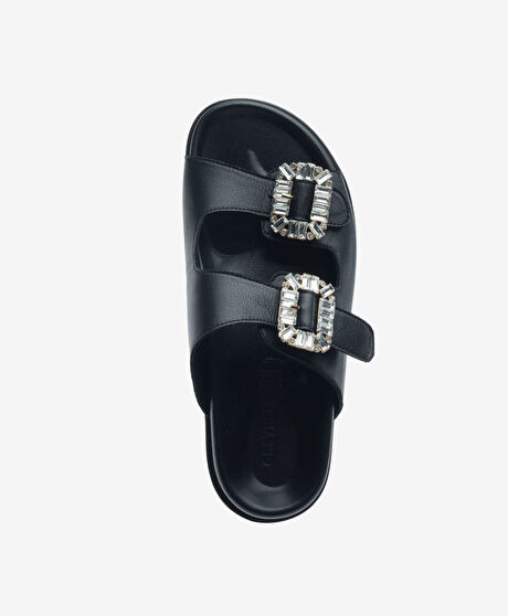 Kadın Siyah Hakiki Deri Terlik