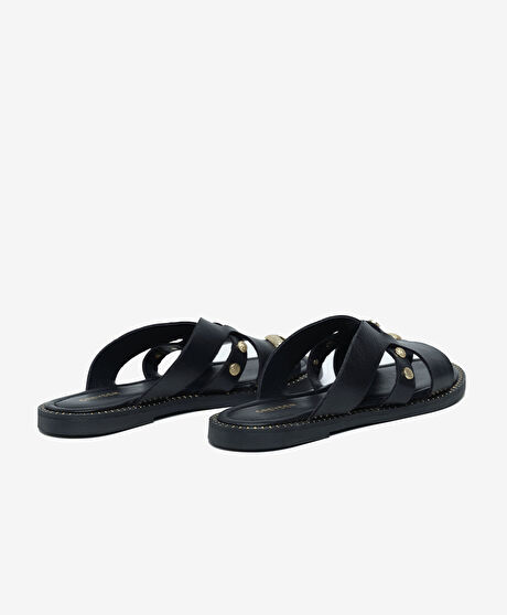 Kadın Siyah Hakiki Deri Terlik