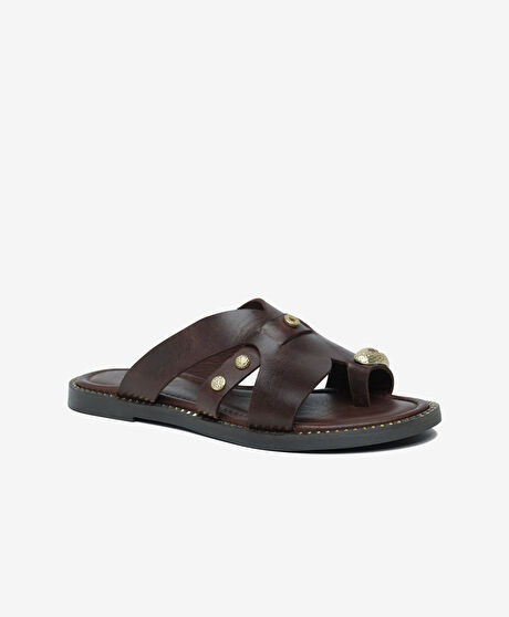 Kadın Kahverengi Hakiki Deri Terlik