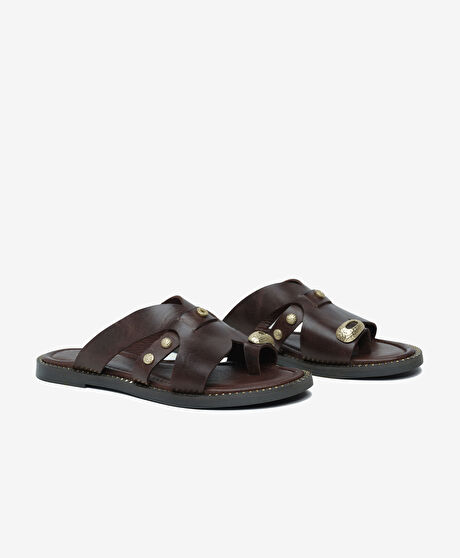 Kadın Kahverengi Hakiki Deri Terlik