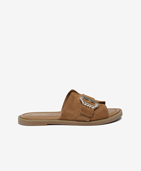 Kadın Sigaro Süet Hakiki Deri Terlik