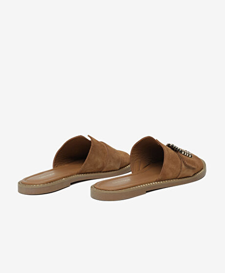 Kadın Sigaro Süet Hakiki Deri Terlik